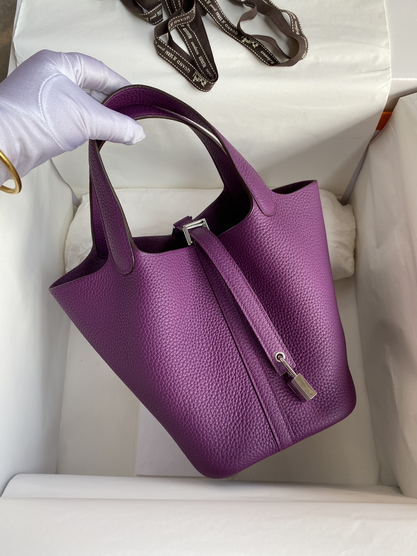 Hermes Picotin Lock 18 Bag In Purple Clemence Leather